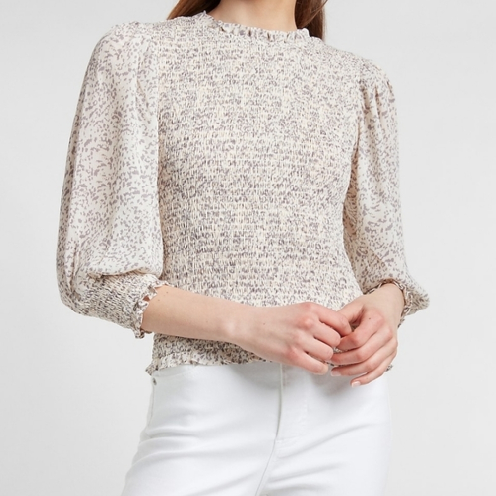 NWT Express Smocked Ruffle Neck Top